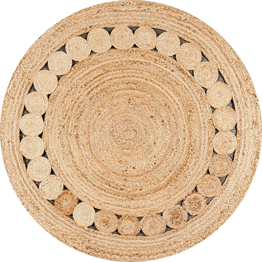 Zen Jute Round Rug for Living Room, Bedroom, Hallway and Dining Room