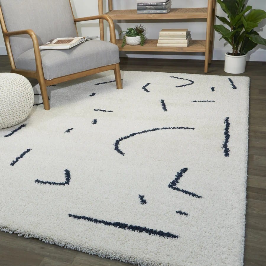 Albert White Shag Area Rug