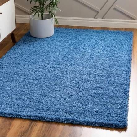 Aqua Solid Blue Shag Rug