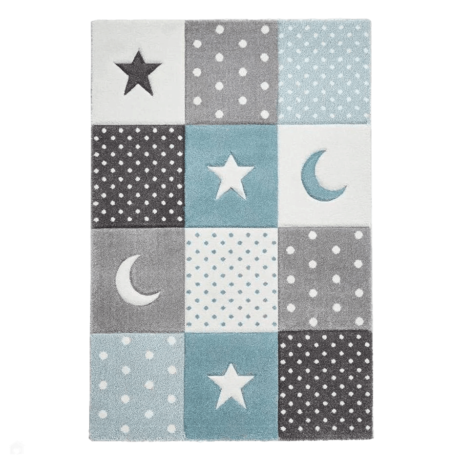 Starry Blue Haven Kids Handmade Rug For Nursery, Playroom