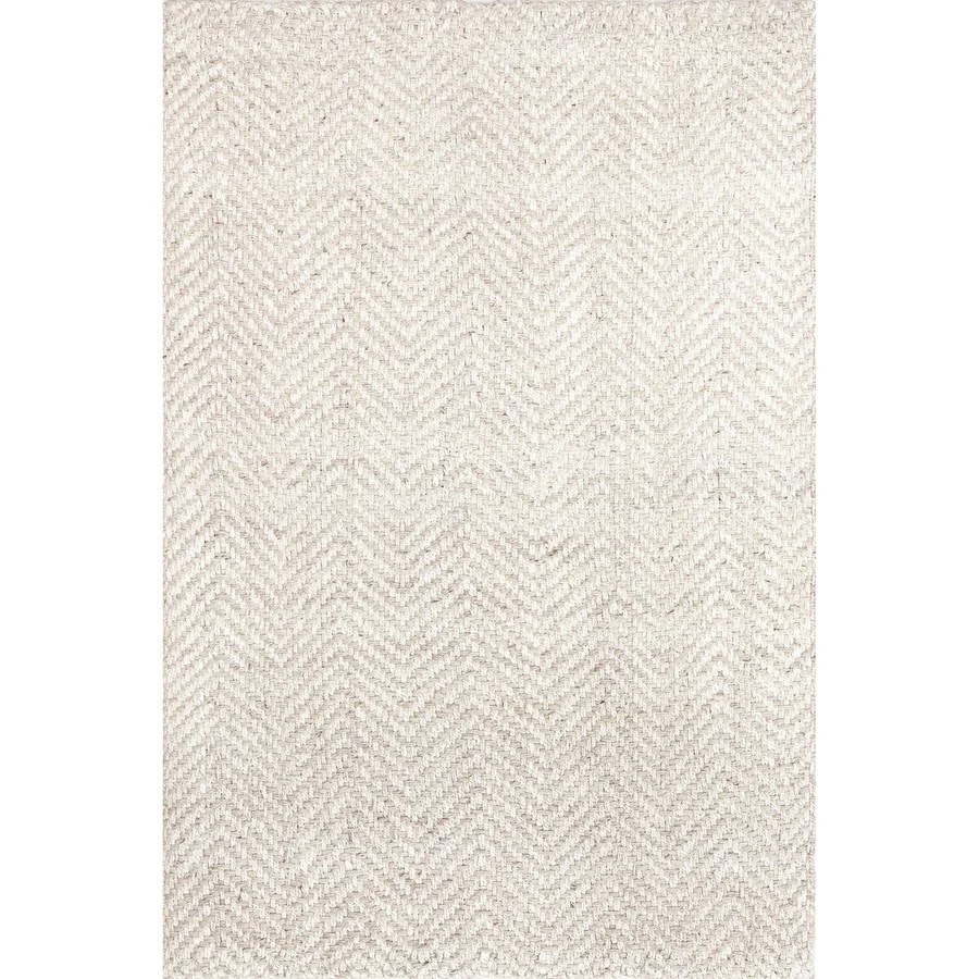 White Classic Chevron Natural Jute Handmade Area Rug