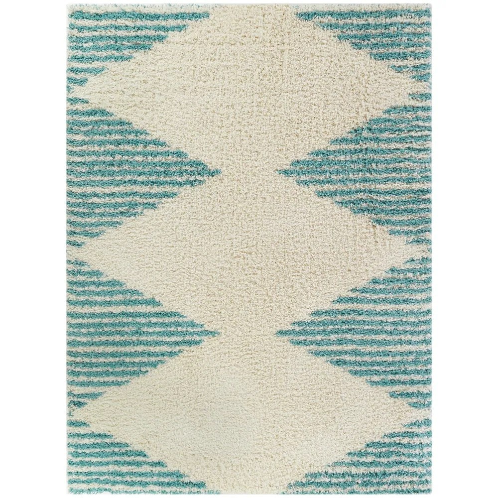 Teal Wave Handmade Shag Rug