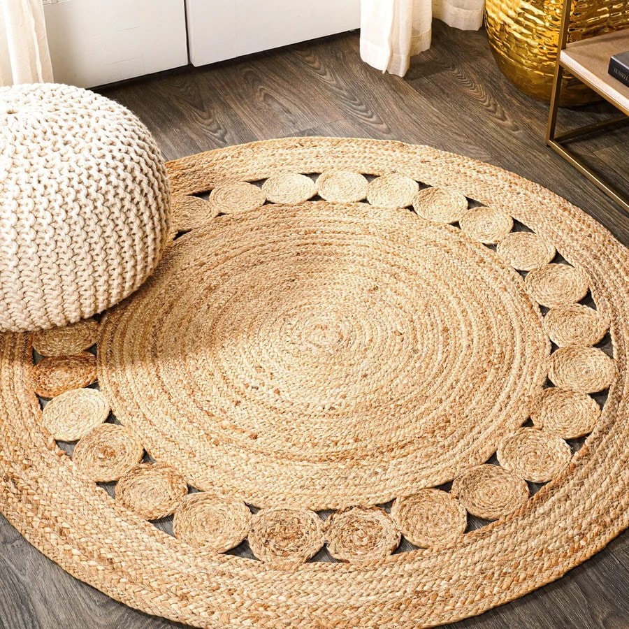 Zen Jute Round Rug for Living Room, Bedroom, Hallway and Dining Room
