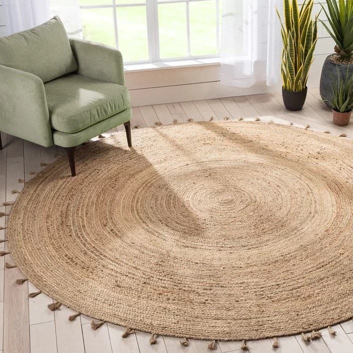 Boho Radiance Handmade Natural Jute Round Rug