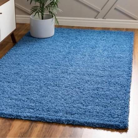 Aqua Solid Blue Shag Rug