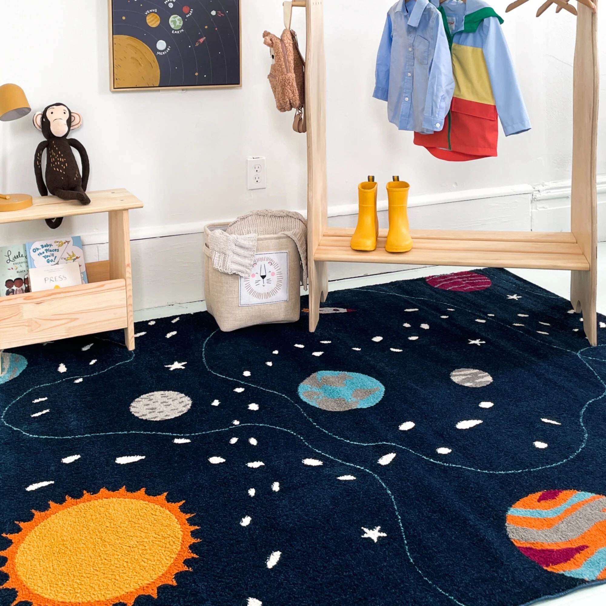 Multicolor Sky Wanderer Handtufted Kids Rug For Playroom, Nursery