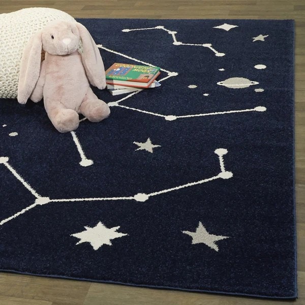 Galaxy Stars Kids Handmade Rug For Playroom, Nursery