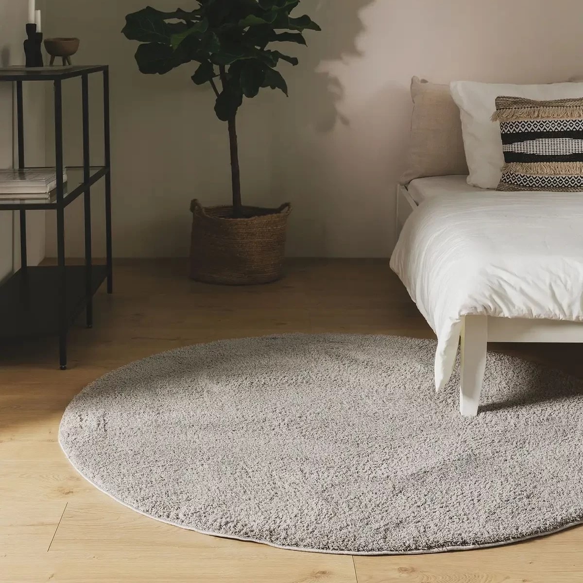 Grey Ashen Solid Shag Rug