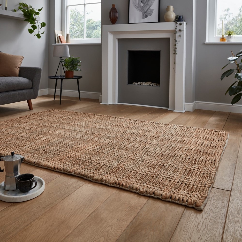 Wispwin Natural Jute Rugs For Living Room, Dining Room