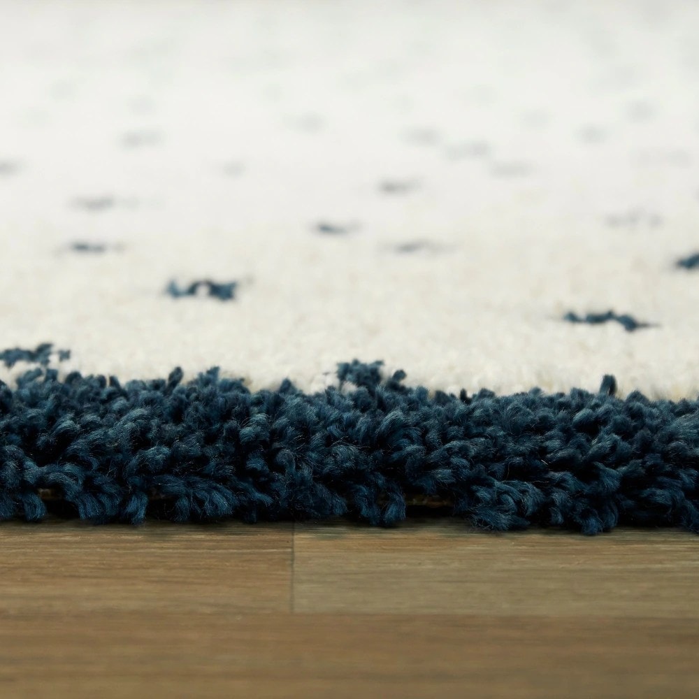 DotFusion White Solid Shaggy Rug