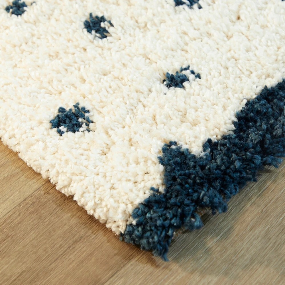 DotFusion White Solid Shaggy Rug