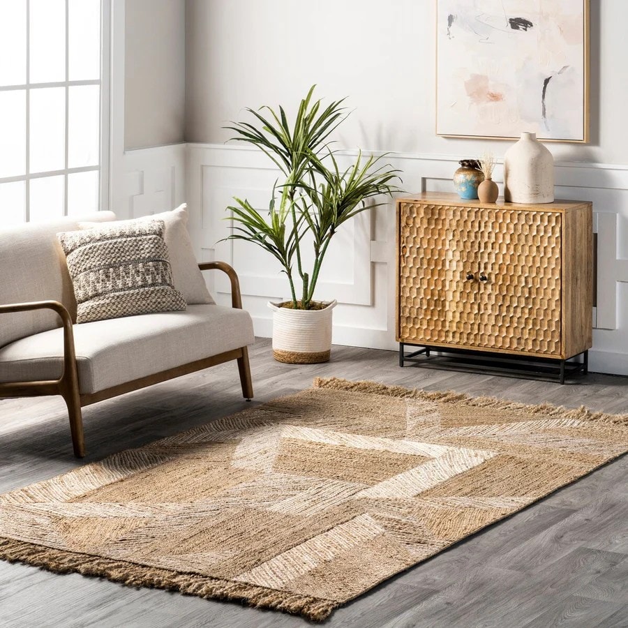 Bohemian Tasseled Braided Jute Floor Area Rug
