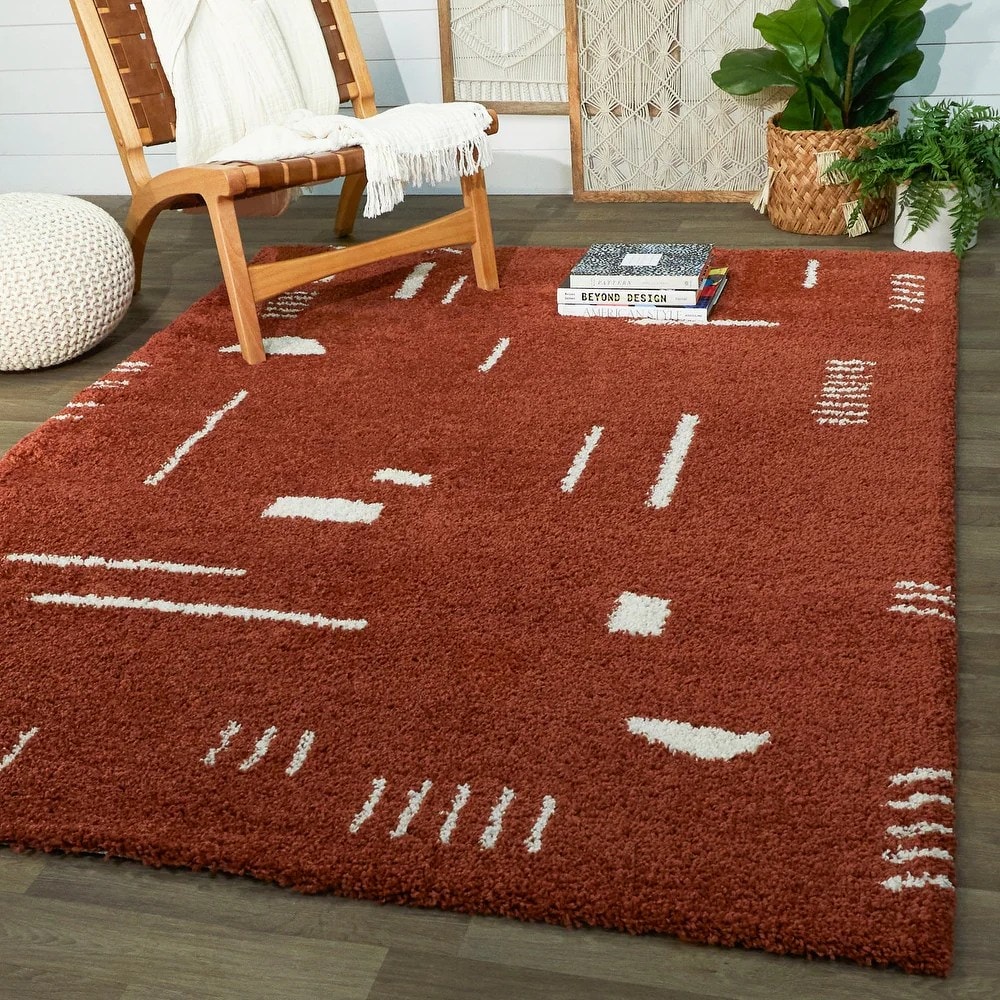 Colson Rust Solid Shag Rug