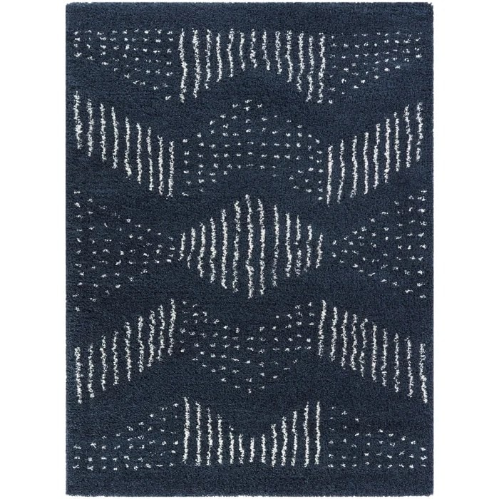Polka Blue Abstract Shag Rug