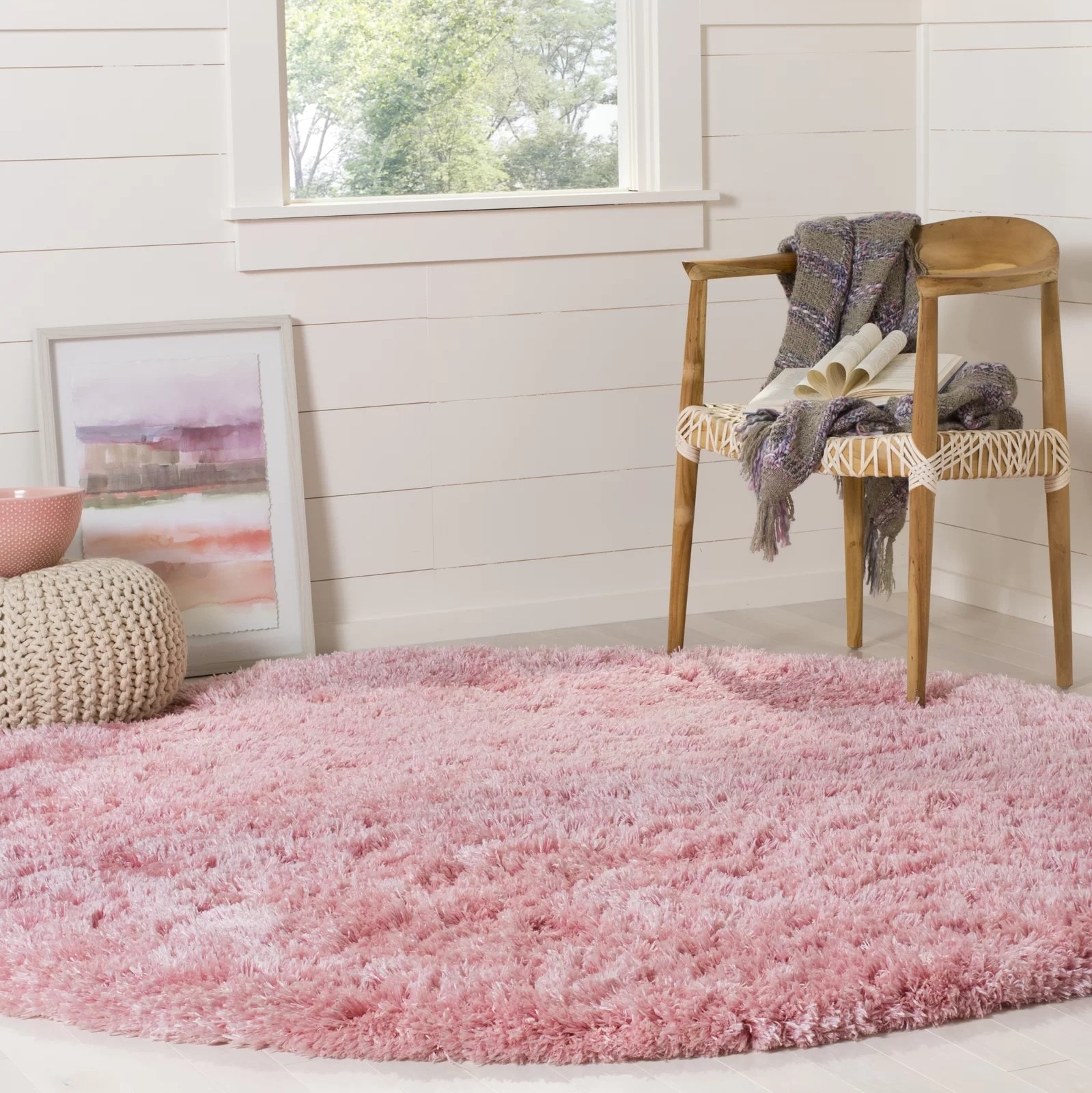 Pink Delight Solid Shag Rug