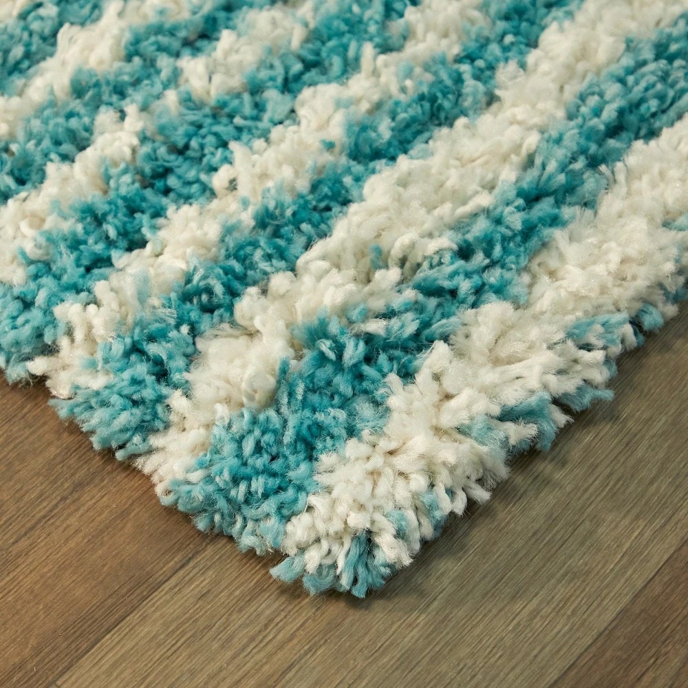 Teal Wave Handmade Shag Rug
