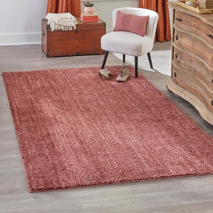 Serene Pink Shag Solid Area Rug