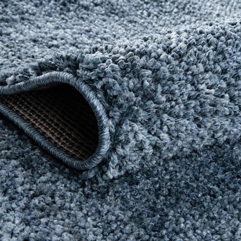 Solid Blue Shag Handmade Rug
