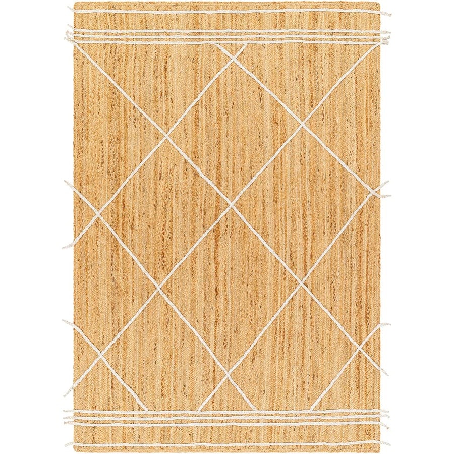 White Diagonal Handwoven Natural Jute Rug
