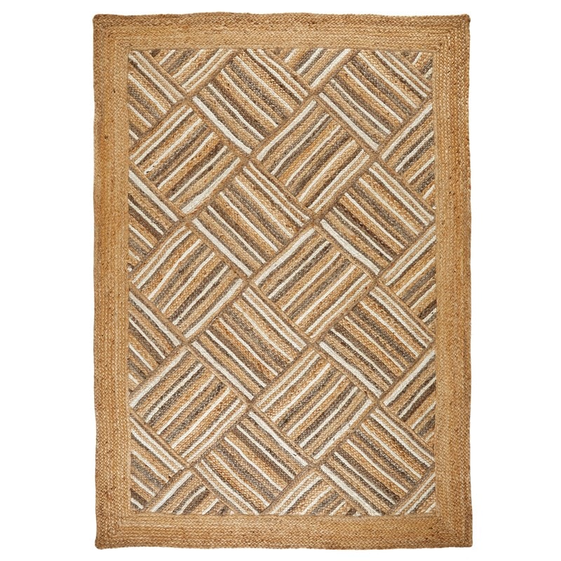 Gridsquare Jute Handmade Rugs for Living Room, Bedroom