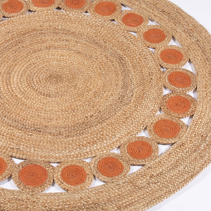 RusticNest Jute Round Braided Rug For Living Room