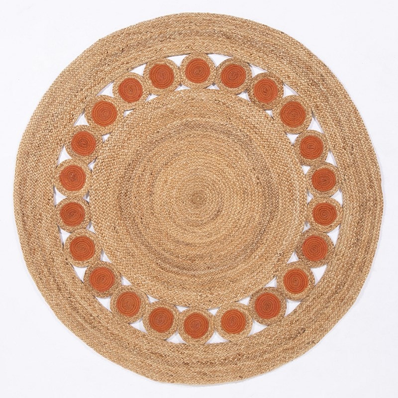 RusticNest Jute Round Braided Rug For Living Room