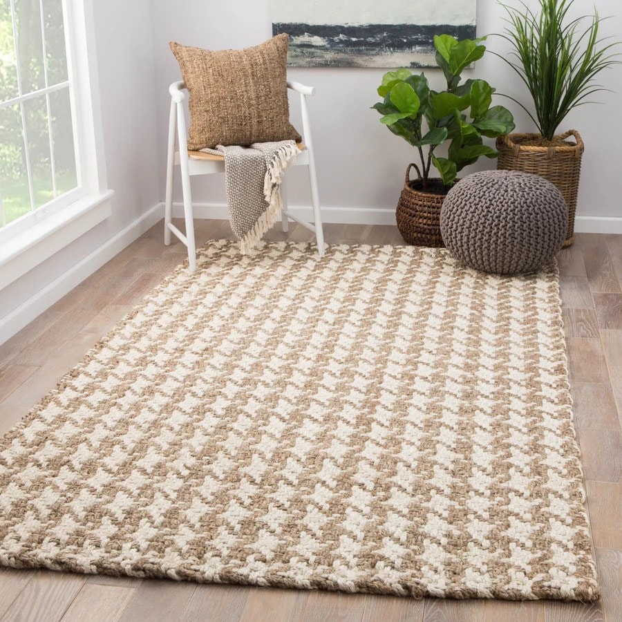 Natural Jute Handwoven Checkered Box Area Rug
