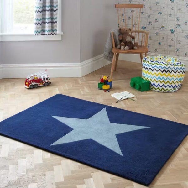 Radiant Star Handmade Kids Rug For Playroom, Nursery