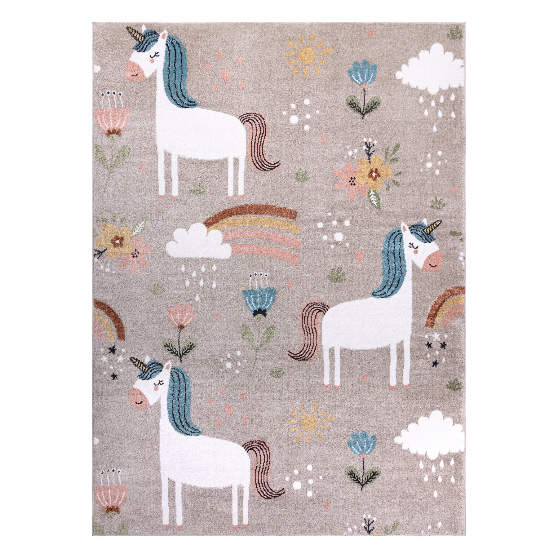 Whimsy Unicorn Kids Handmade Natural Rug