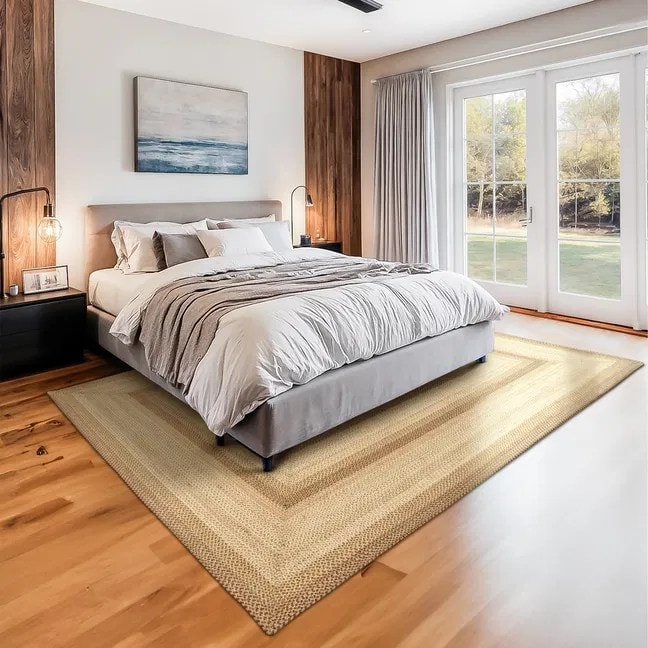 Rustic Stripe Organic Jute Natural Rugs For Living Room