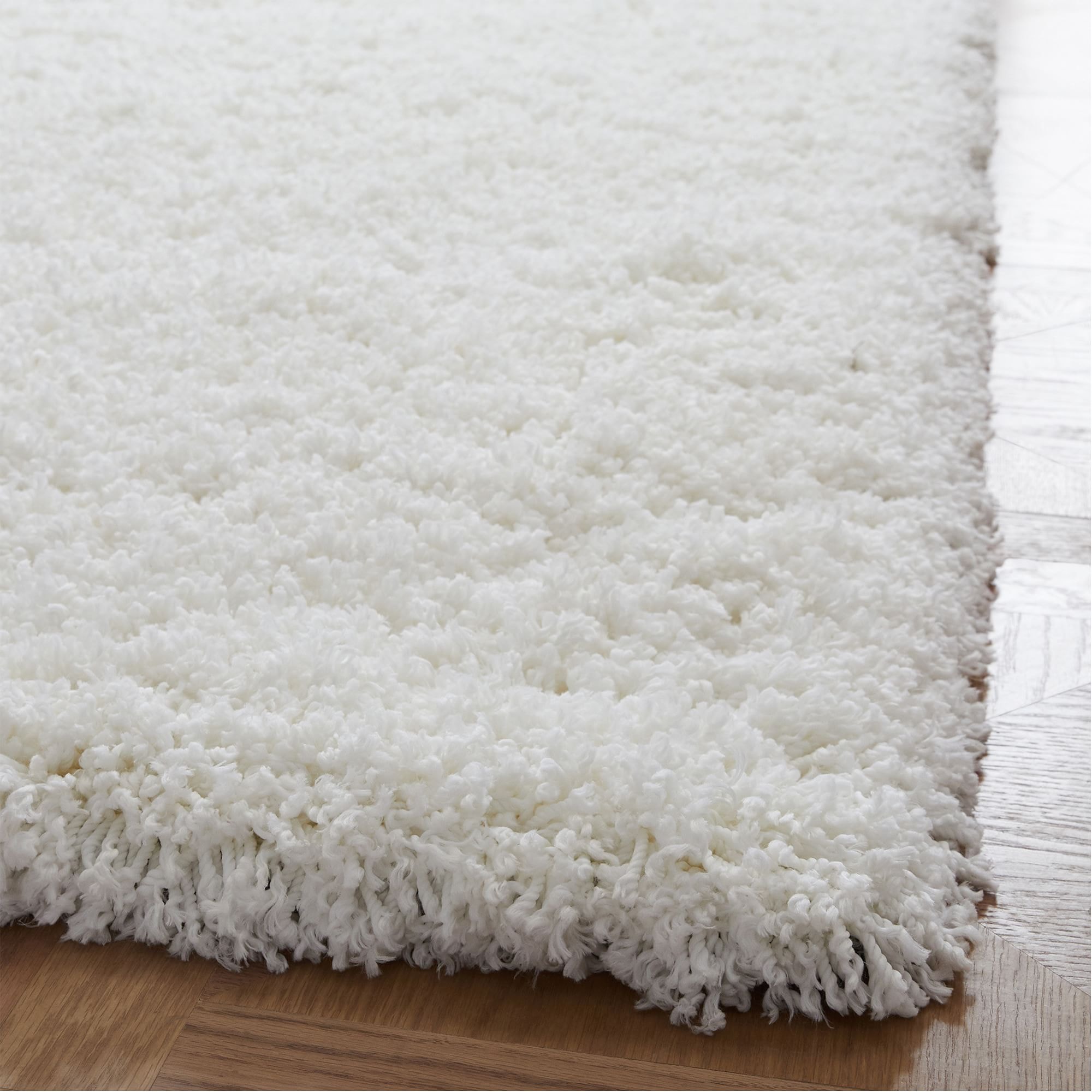 Handmade Solid White Shag Rug