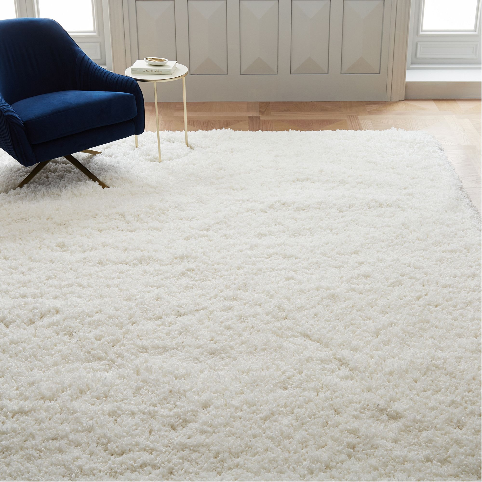 Handmade Solid White Shag Rug