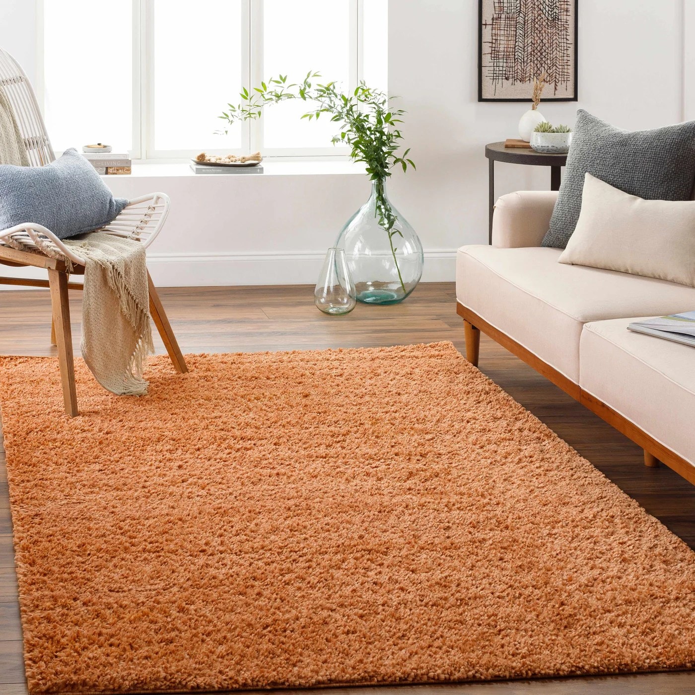 Earthy Brown Shag Area Rug