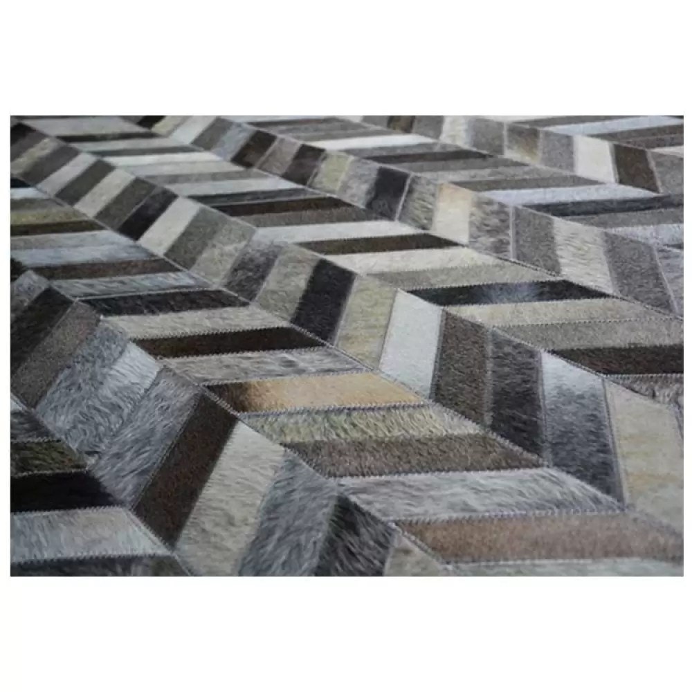 Multichevron Leather Handmade Rug For Living Room