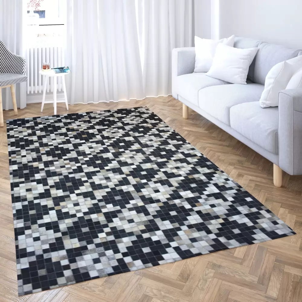 Mirage Modern Handmade Natural Leather Rug For Living Room
