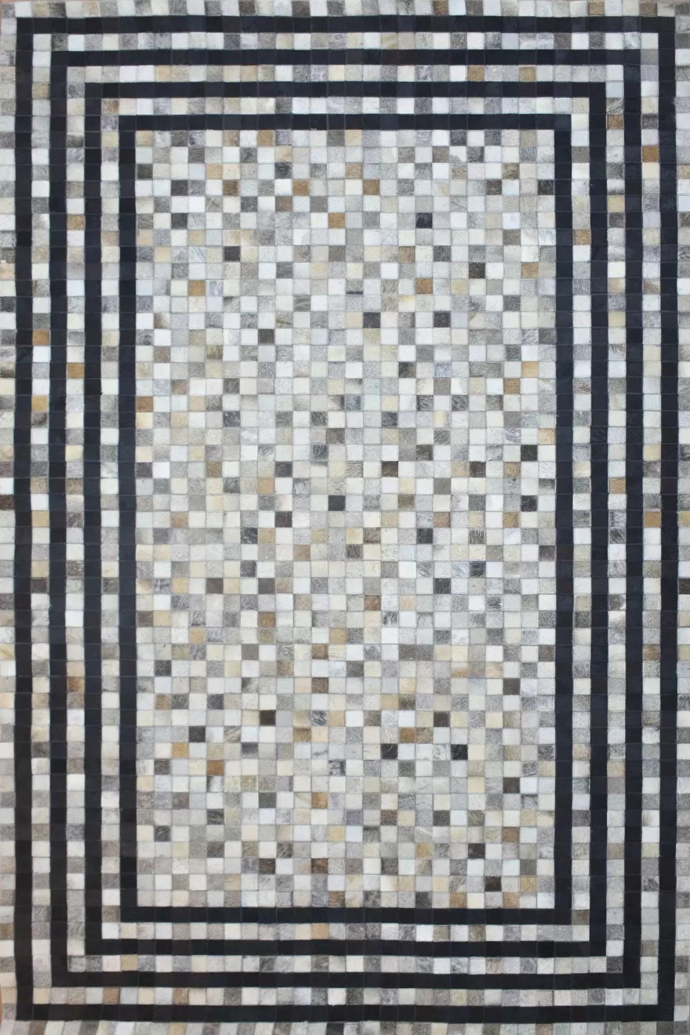 Linear Reverse Flow Natural Leather Rug For Living Room