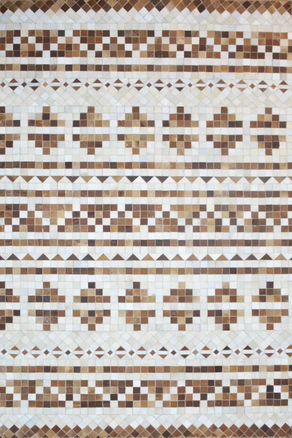 Fusion Grid Leather Hanmdade Rug For Living Room, Bedroom