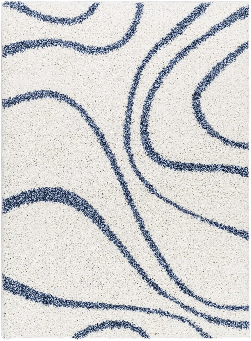 Swirl White Shag Handmade Rug