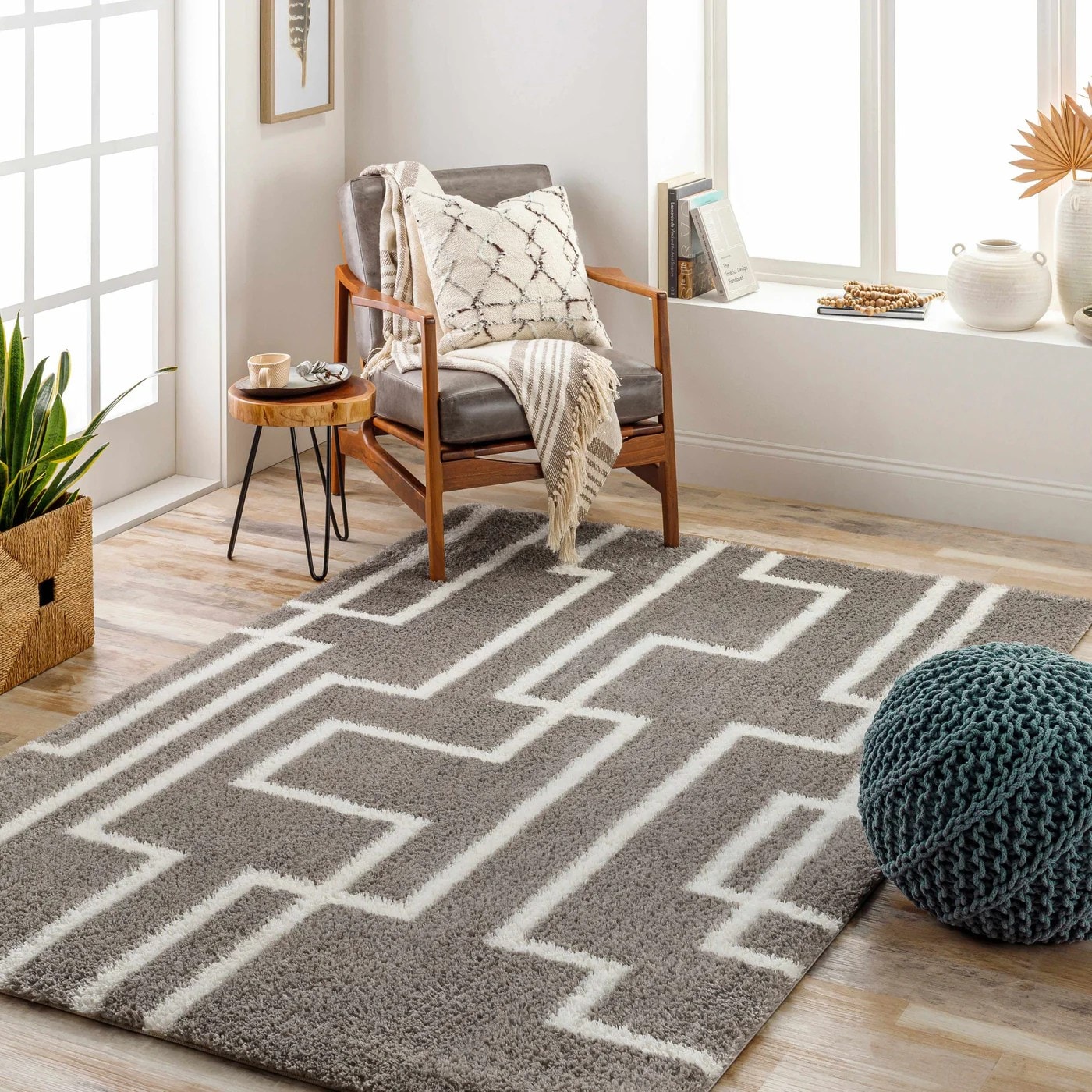 Echelon Striped Shag Area Rug