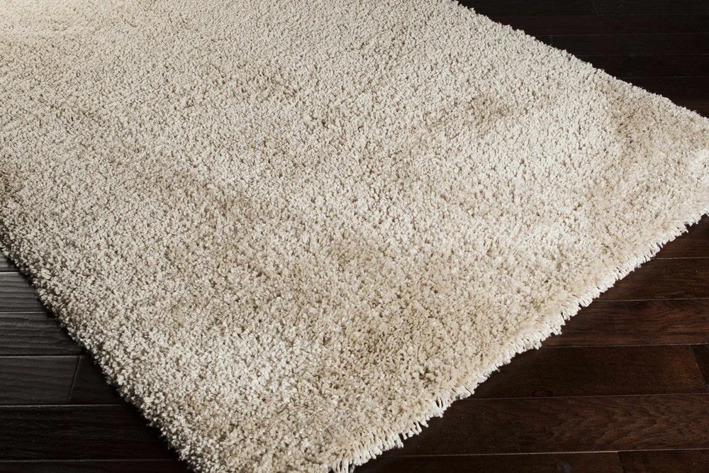 Handmade Solid Beige Shag Rug