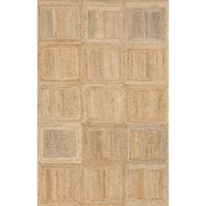 Linear Beige Jute Rug and Carpets For Bedroom, Living Room