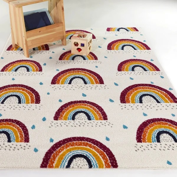 Rainbow Kids Colorful Handmade Rug For Playroom, Nursery
