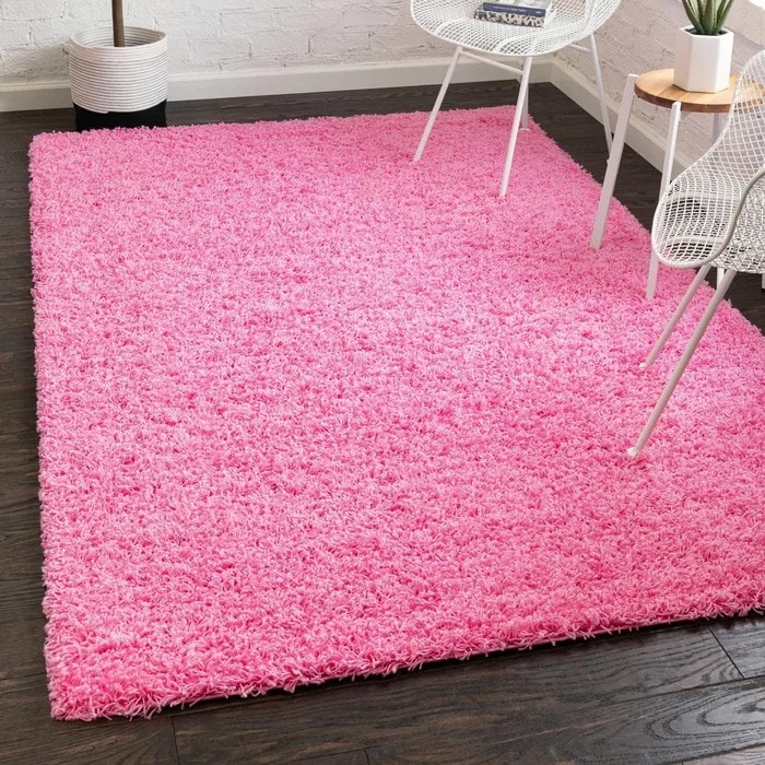 Cotton Candy Pink Shag Solid Rug
