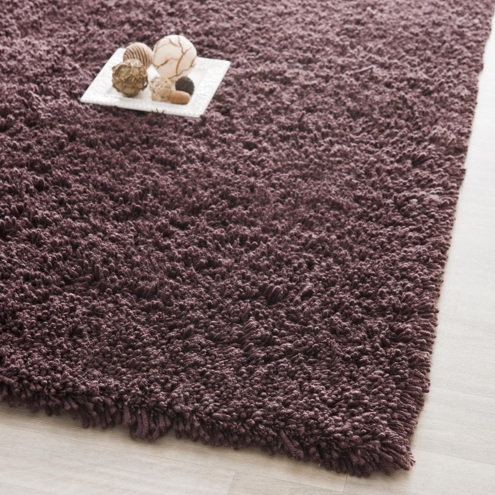 Mocha Plush Solid Shag Handmade Rug