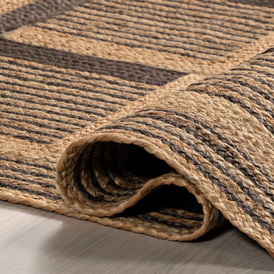 Handbraided Eco-Geometric Natural Jute Rug For Living Room