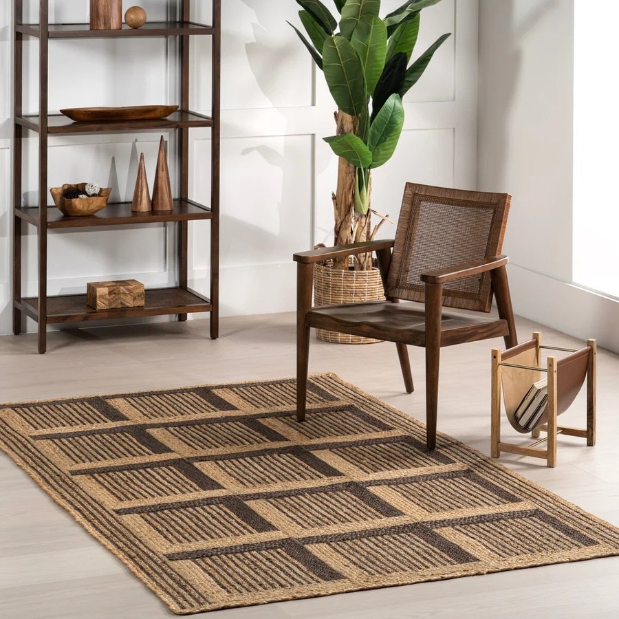Handbraided Eco-Geometric Natural Jute Rug For Living Room