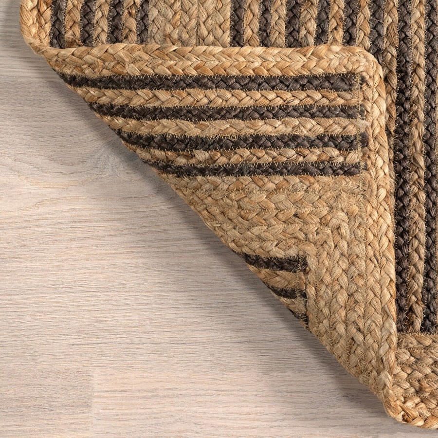Handbraided Eco-Geometric Natural Jute Rug For Living Room