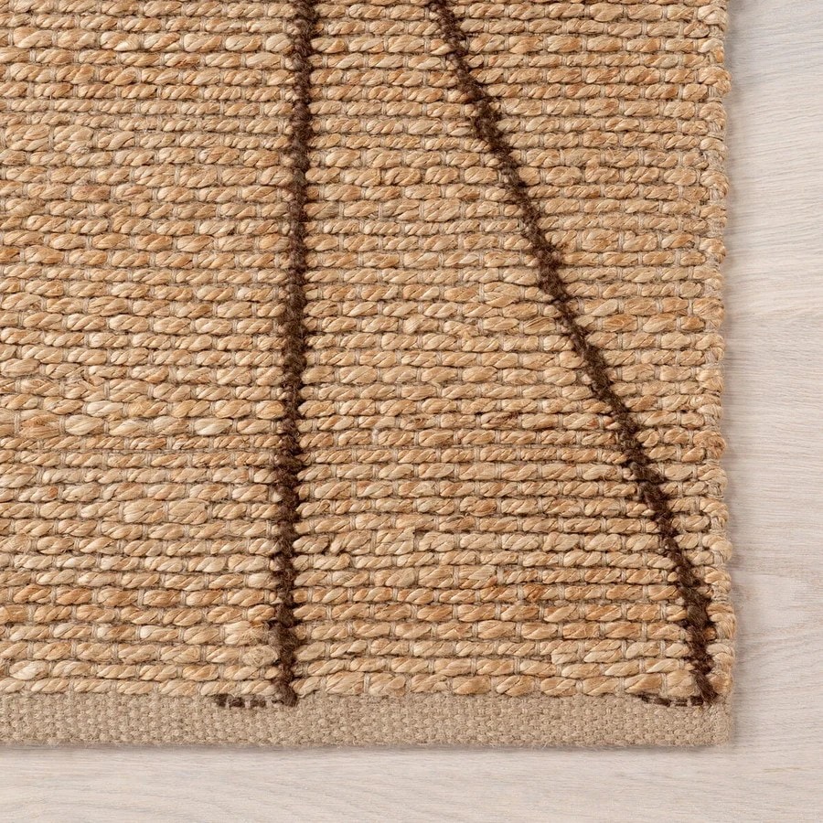 Criss-Cross Beige Jute Natural Area Rug For Living Room