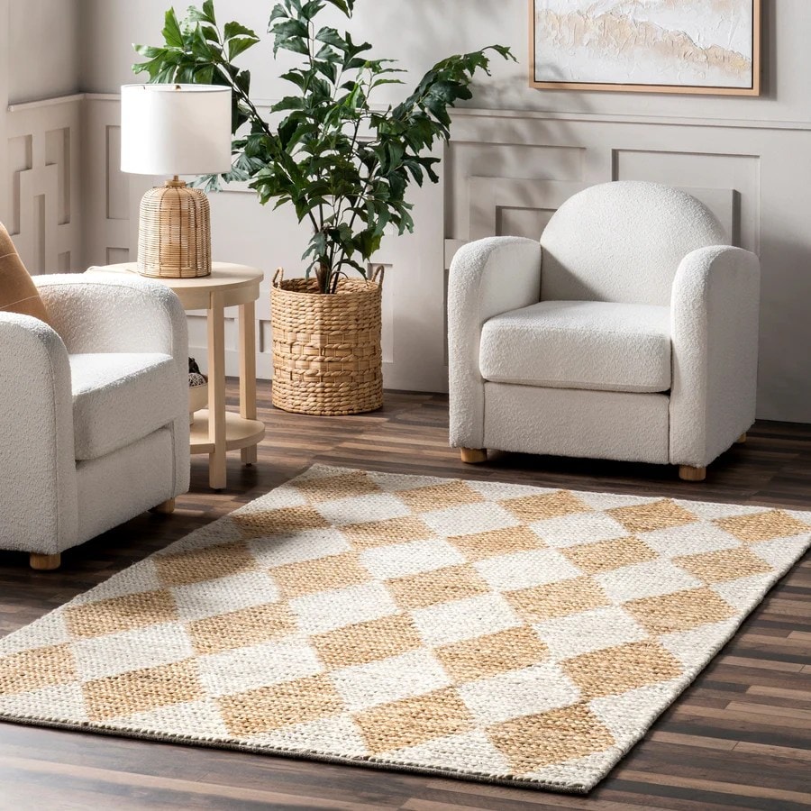 Diamond Weave Natural Jute Rugs for Living Room