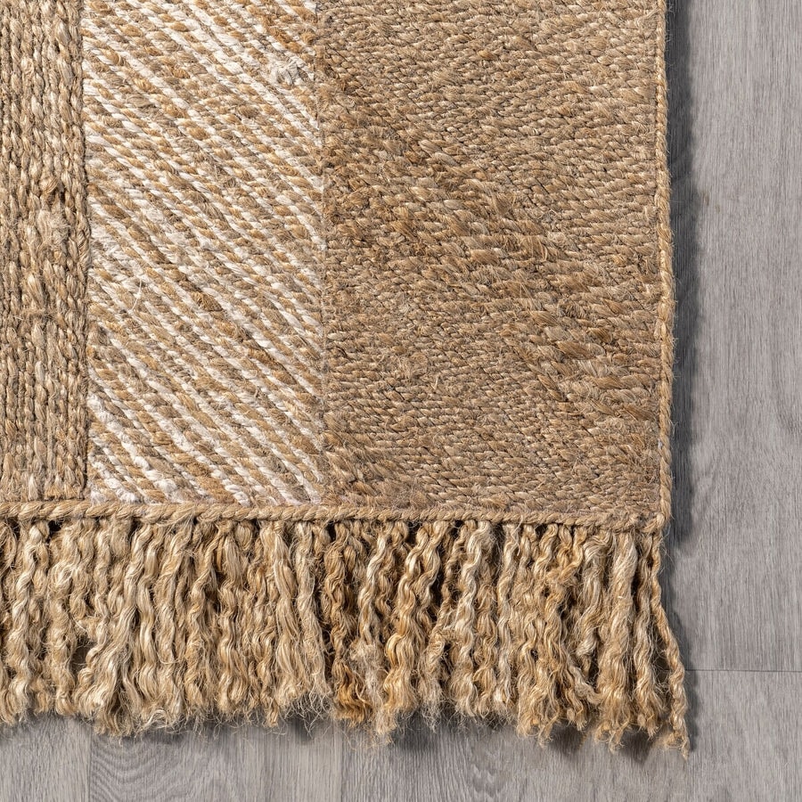 Bohemian Tasseled Braided Jute Floor Area Rug